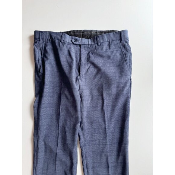 EMPORIO ARMANI Dark Blue Check 100% Wool Trousers Dress Pants, Size 54 - Picture 3 of 13